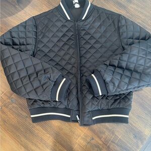 Altar’d State Black Quilted Jacket with beige trim~Size Medium